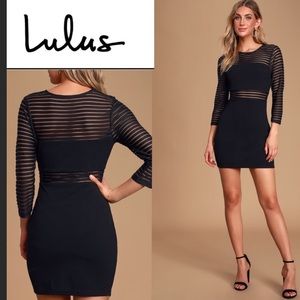 NWT Lulu’s Perfect Mesh Black Bodycon Dress